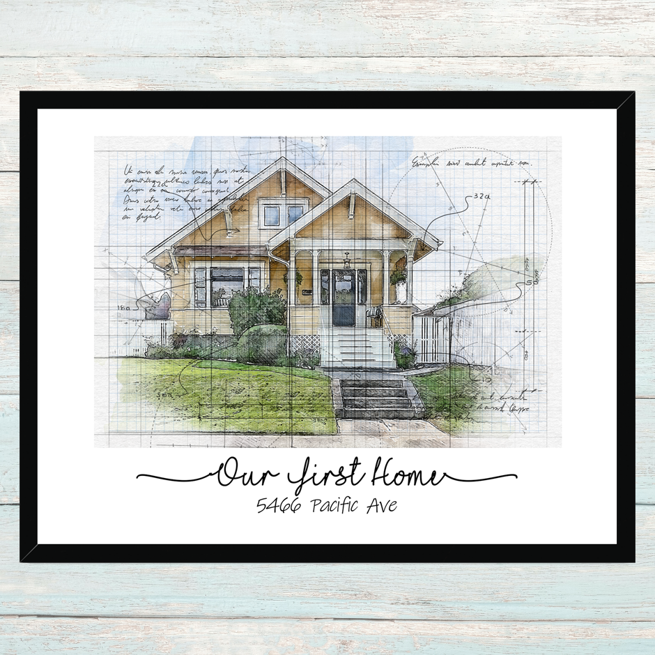 Personalized Architect Home Sketch Framed Print